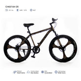 CAYA Cheetah Cycle for Kids | Front Suspension & Dual Disc Brakes with Magnesium Alloy Rims | Frame Size: 18.5" inch | Ideal Height: 4.8ft | Tyre: 26" inch for 12+ Years (Multicolor)